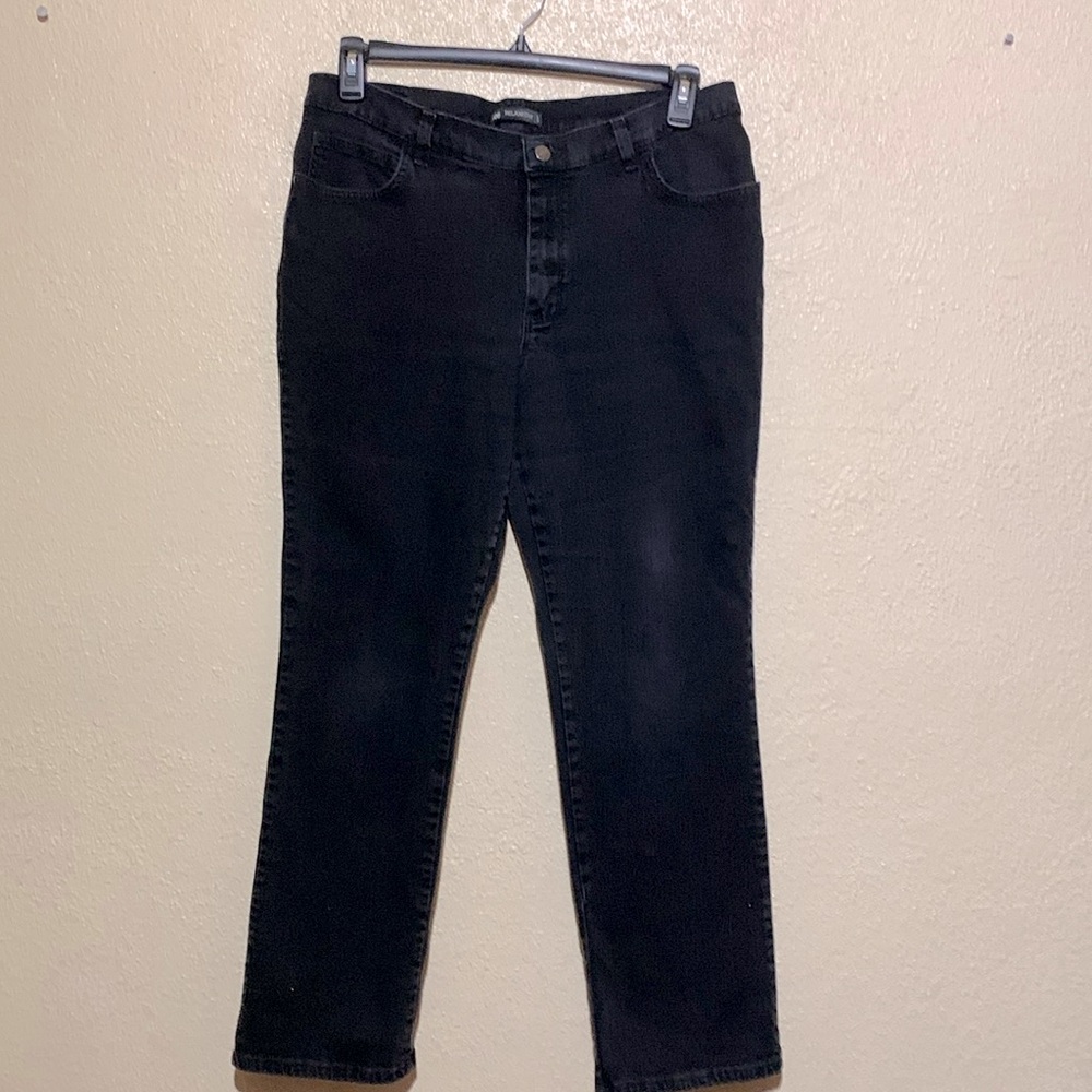 Lee Jeans 14 Medium Black Straight Stretchy Logo Mid Rise Cotton Spandex